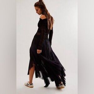 Free People One Clover Midi Skirt, Size XS, Black